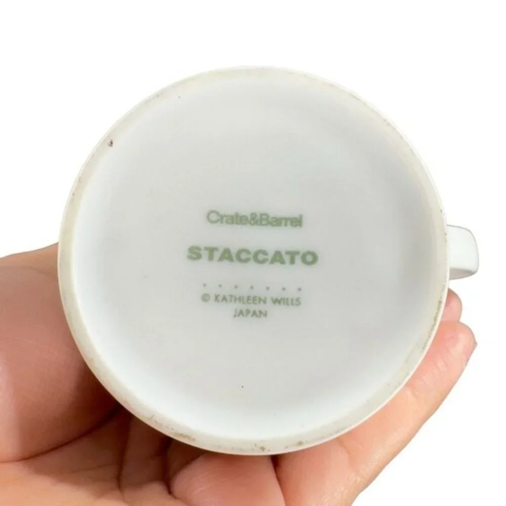 Crate & Barrel Staccato White Coffee Tea Mug Cup Kathleen Willis Japan Set 3 VTG